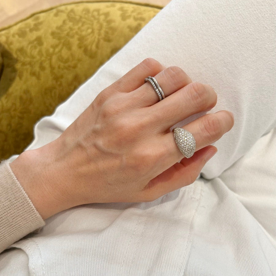 White Gold and Diamond Dome Ring