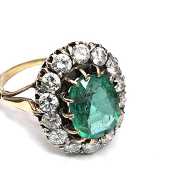 Yellow Gold, Emerald, and Diamond Ring