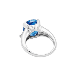 Trilogy Ring in Platinum, Sapphire, and Diamonds