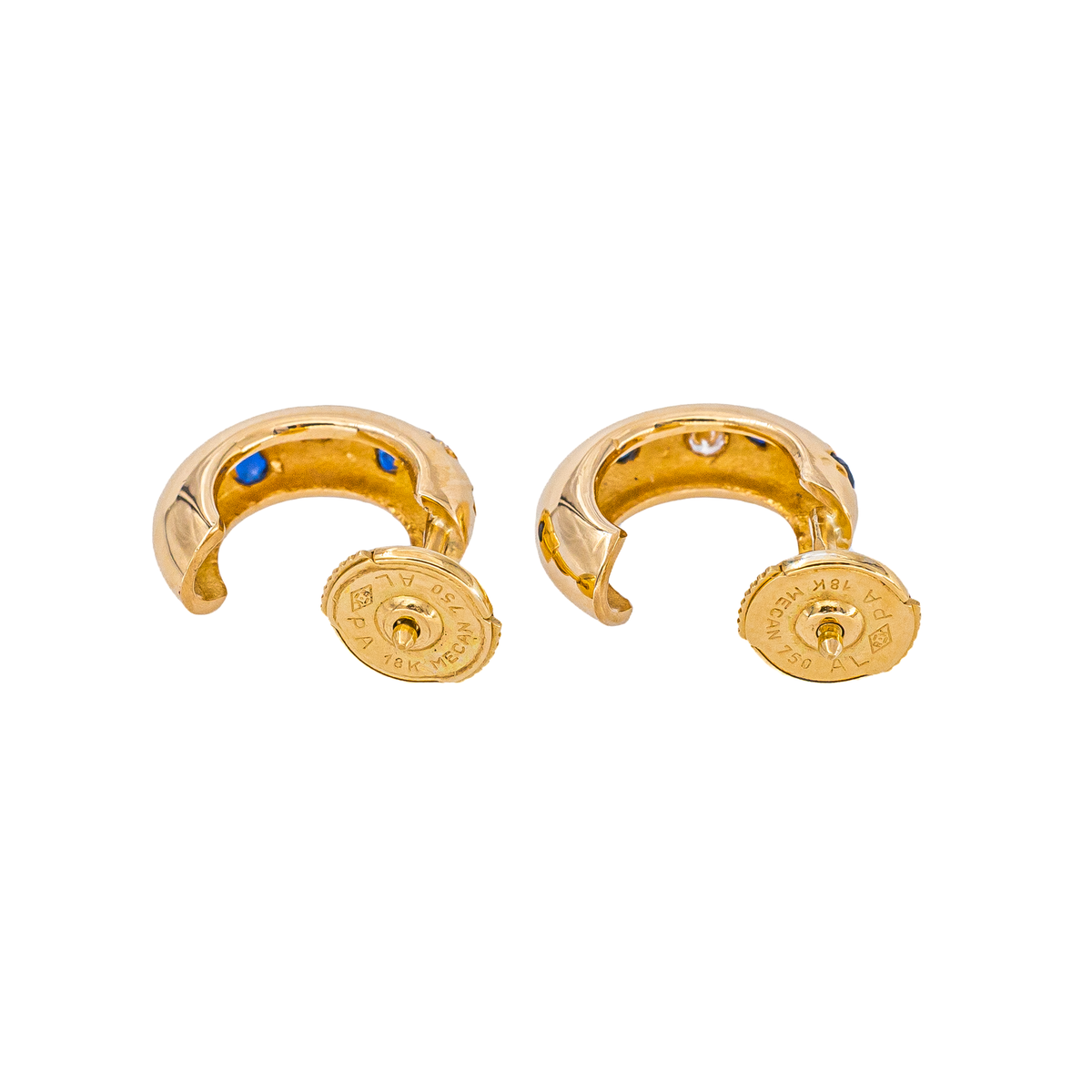 Hoop earrings Yellow gold Sapphire