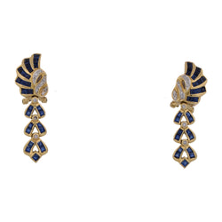 Drop Earrings in Yellow Gold, Sapphires, and Diamonds