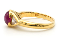 Bague Trilogie en or jaune, rubis et diamants