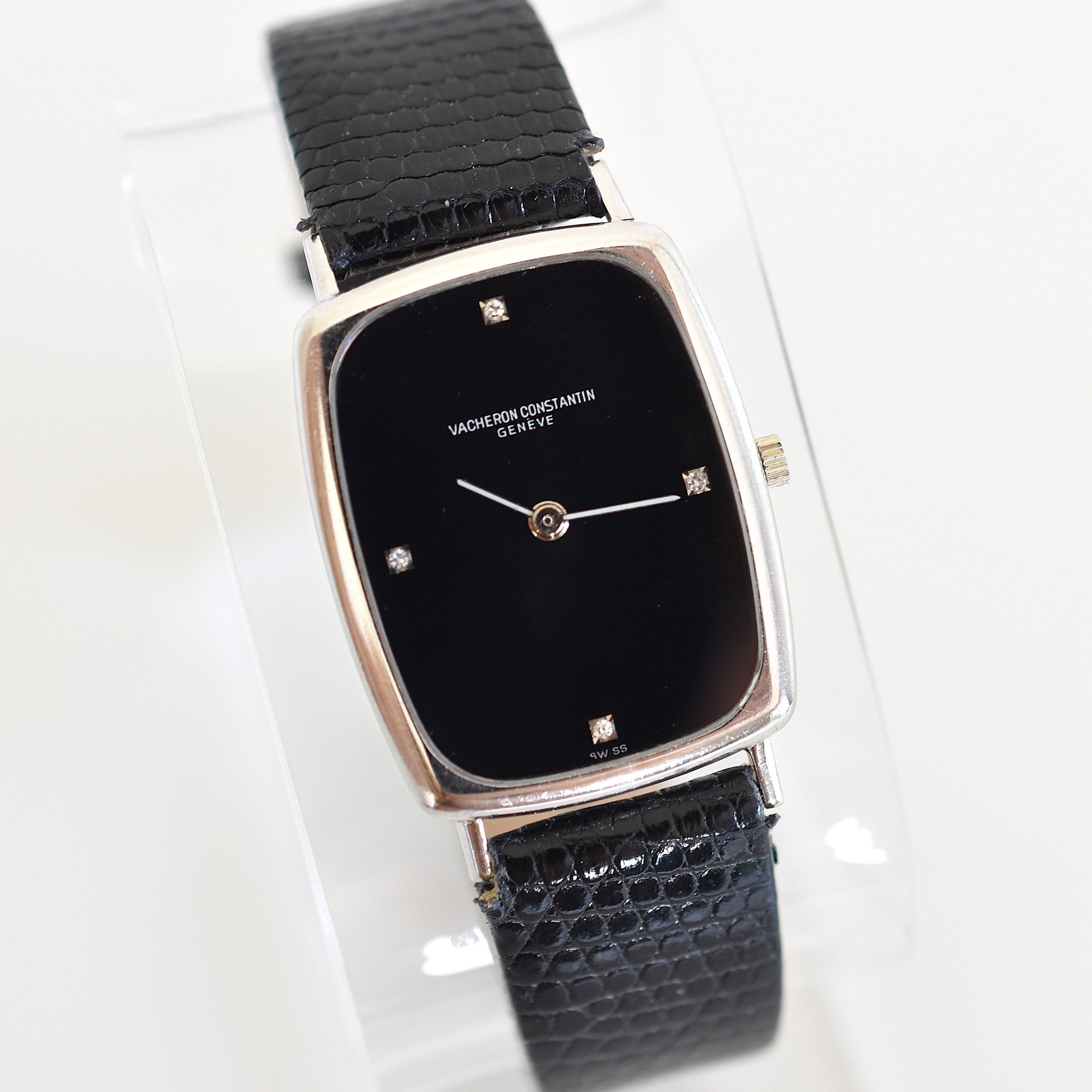 VACHERON CONSTANTIN watch in white gold, stainless steel, leather, Onyx, and Diamonds