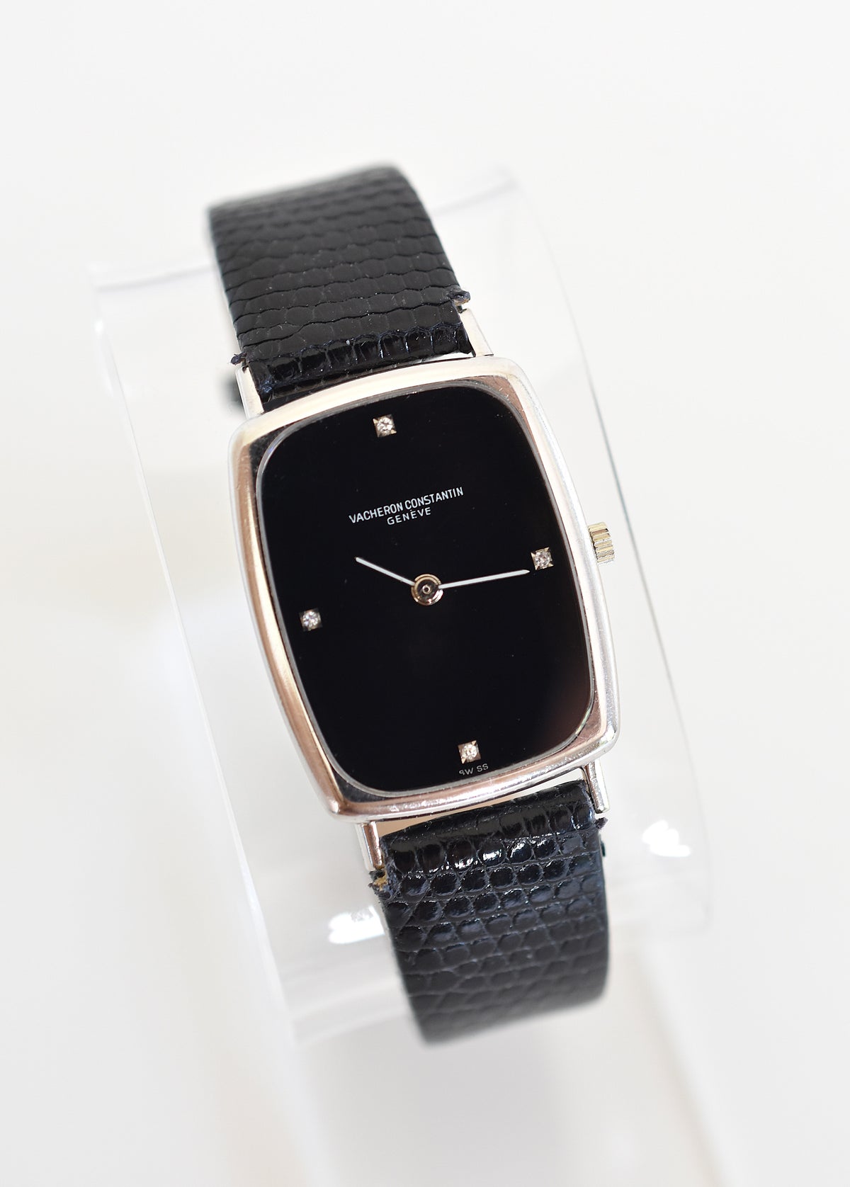 VACHERON CONSTANTIN watch in white gold, stainless steel, leather, Onyx, and Diamonds