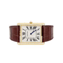 CARTIER "Tank Louis Cartier" XL Watch in rose gold, stainless steel, and diamonds