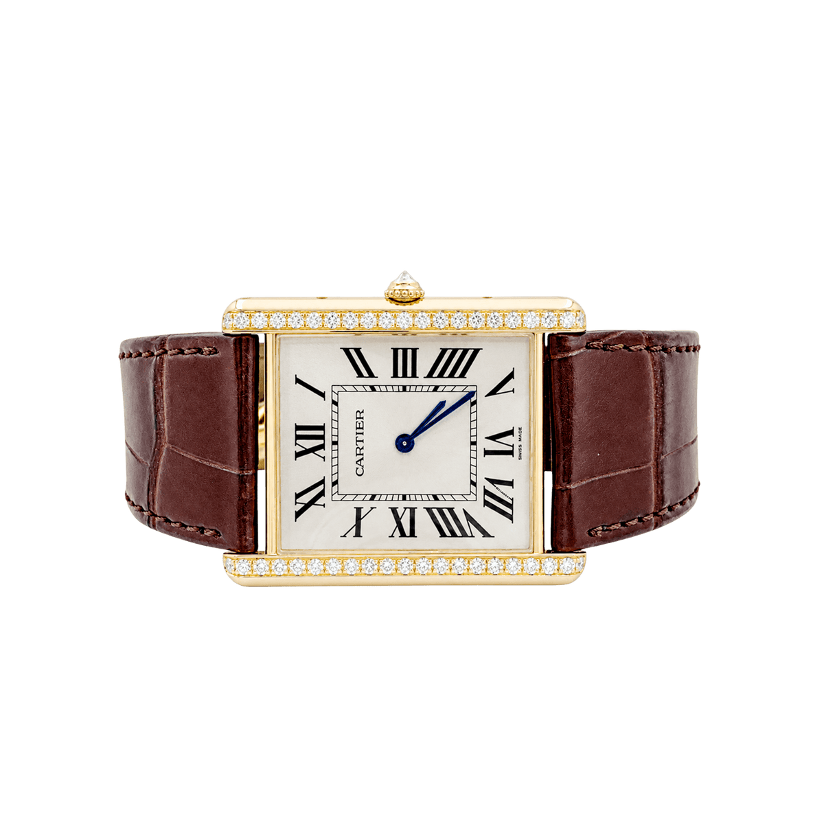 CARTIER "Tank Louis Cartier" XL Watch in rose gold, stainless steel, and diamonds