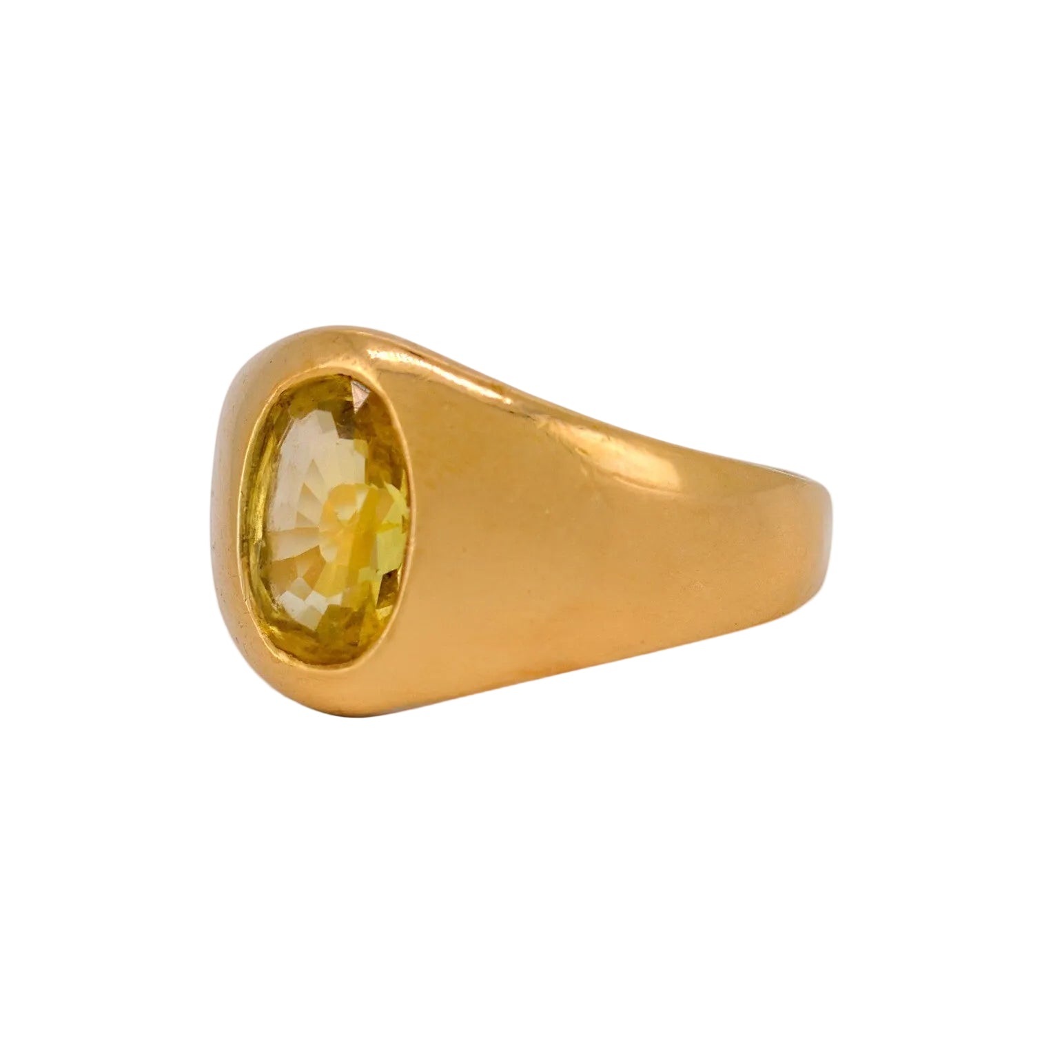 Bague Chevalière en or jaune et saphir