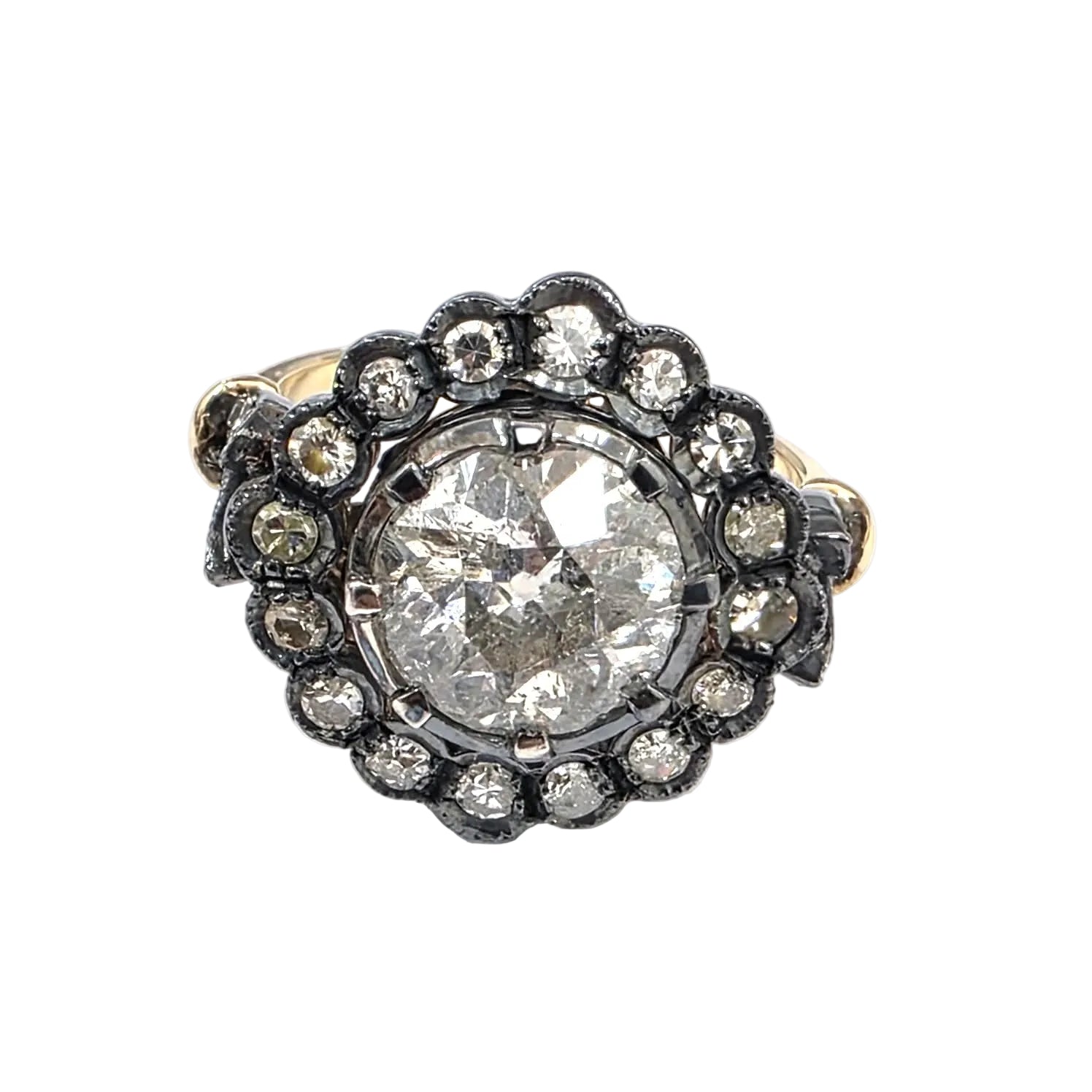 Entourage Ring in yellow gold, silver, and diamonds