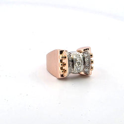 Tank Ring in White Gold, Rose Gold, and Diamonds