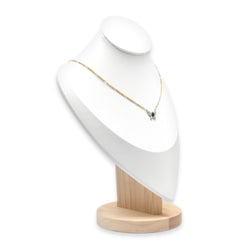 Necklace with a pendant in white gold, yellow gold, sapphire, and diamonds