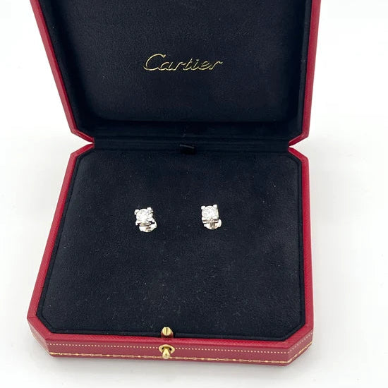 CARTIER "Double C" Earrings in White Gold and Diamonds
