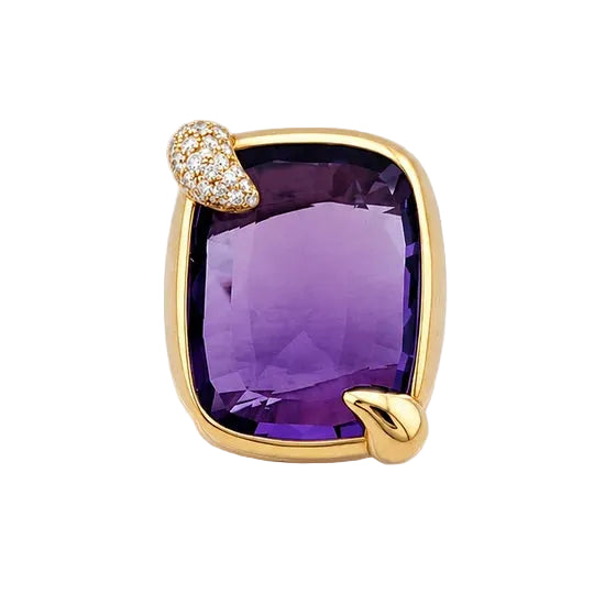 POMELLATO Cocktail Ring in yellow gold, Amethyst, and Diamonds