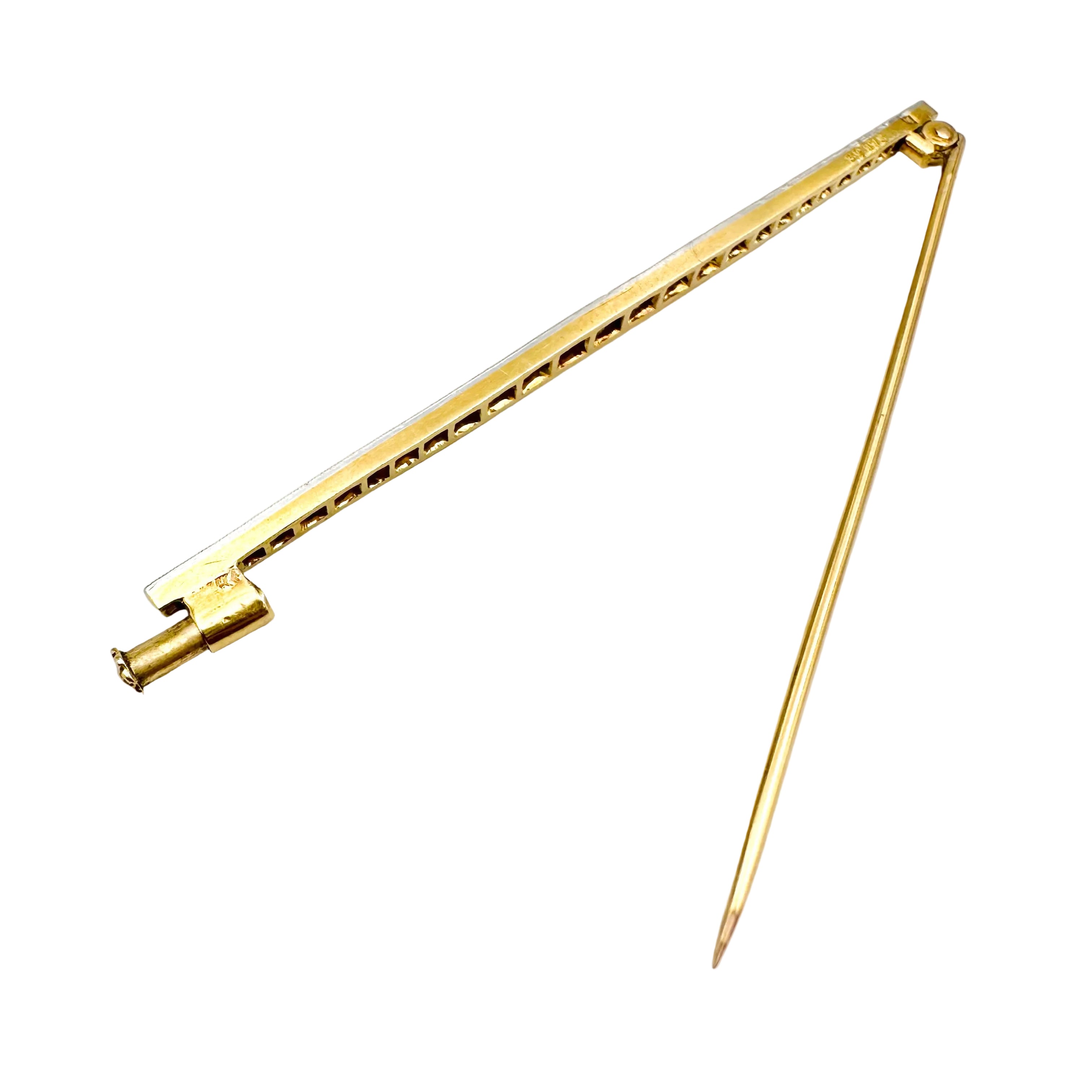 Brooch Art Deco hair clips in yellow gold, paltinium and diamonds.