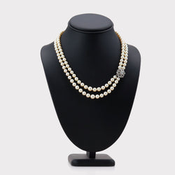 White Gold, Platinum, and Diamond Pearl Necklace