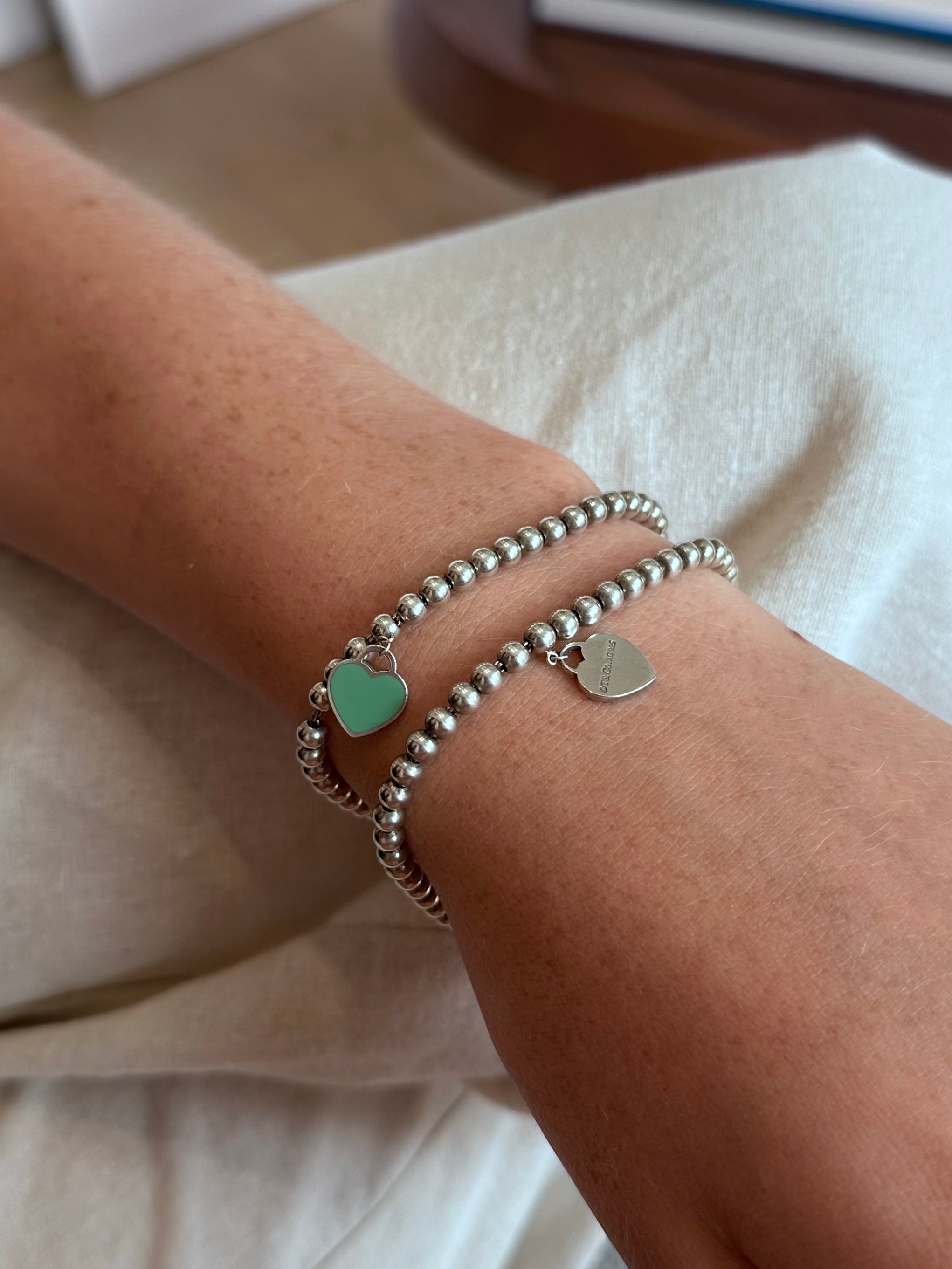 TIFFANY & CO. "Return to Tiffany" Silver and Enamel Pearl Bracelet