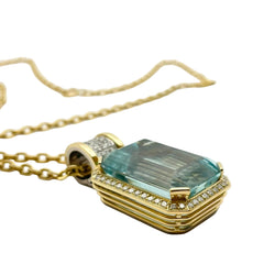GOUBLE Pendant Necklace in yellow gold, aquamarine, and diamonds