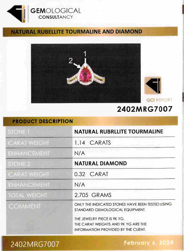 Entourage Ring in yellow gold, rubellite Tourmaline, and diamonds