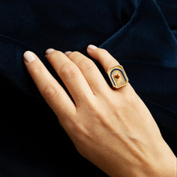 MARIE LICHTENBERG "Heart Mini Scap" Cocktail Ring in yellow gold, Enamel, and Diamonds