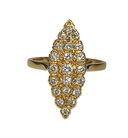 18K Yellow gold Marquise ring with Diamonds (Size 51)