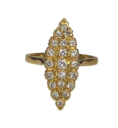 18K Yellow gold Marquise ring with Diamonds (Size 51)