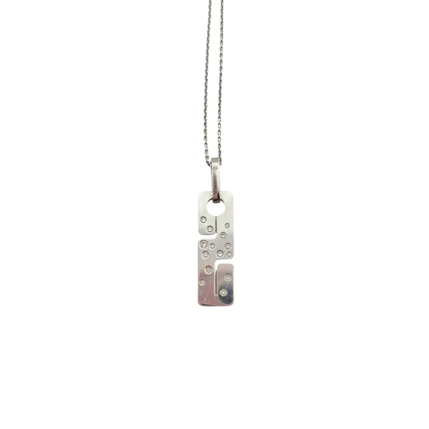 DINH VAN "Seventies" Pendant Necklace in White Gold and Diamonds