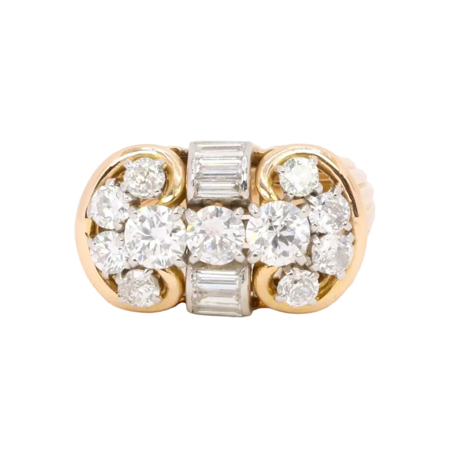 Yellow Gold and Diamond Tank Ring