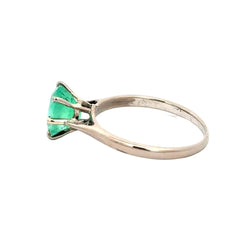 White Gold and Emerald Solitaire Ring