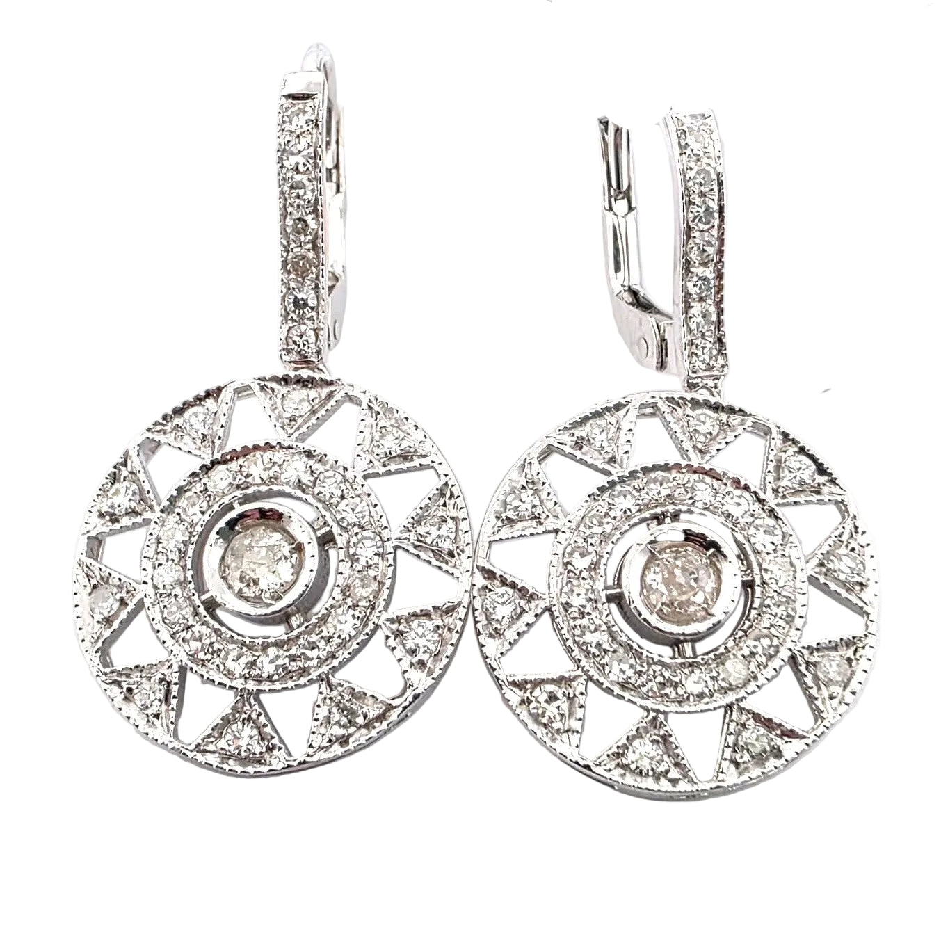 White Gold and Diamond Dangle Earrings