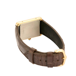 Montre CARTIER "Tank Solo" en or jaune, cuir et quartz