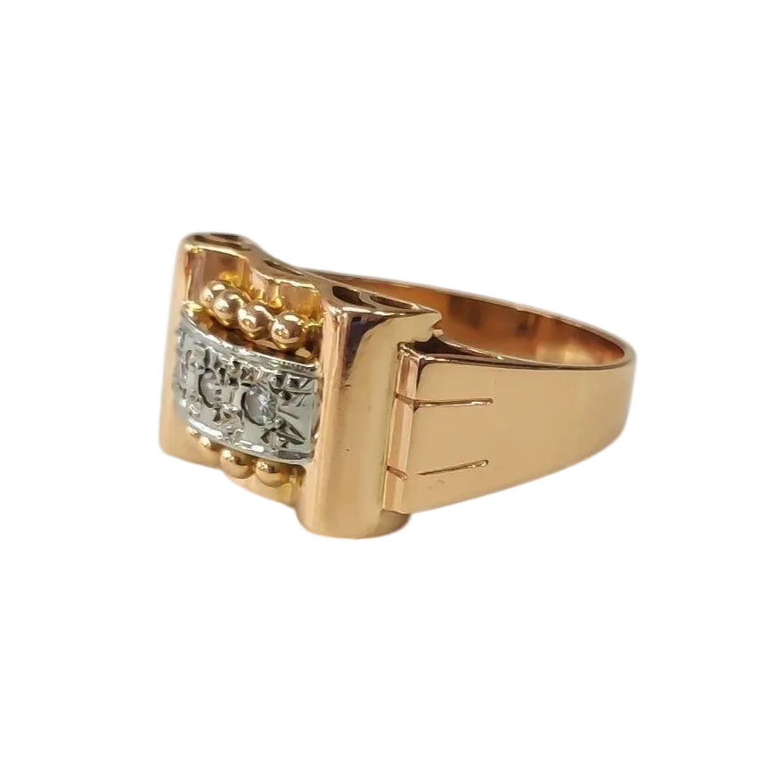 Tank Ring in Rose gold and Diamonds