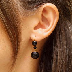 Yellow Gold Lever-back Earrings with Glass Beads