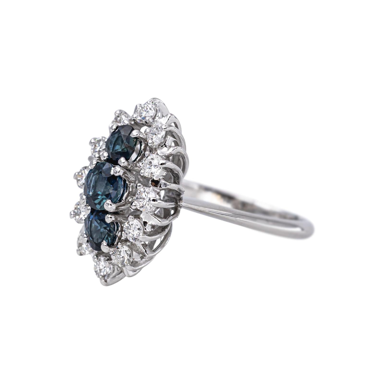White Gold Marquise Ring with Sapphire