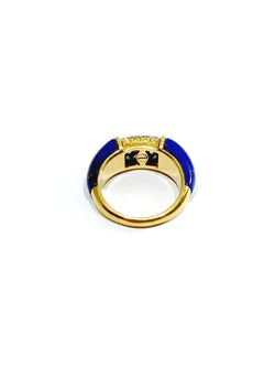 Yellow Gold Bangle Ring with Lapis lazuli and Diamonds