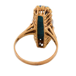 Bague Cocktail en or jaune, turquoise et diamants