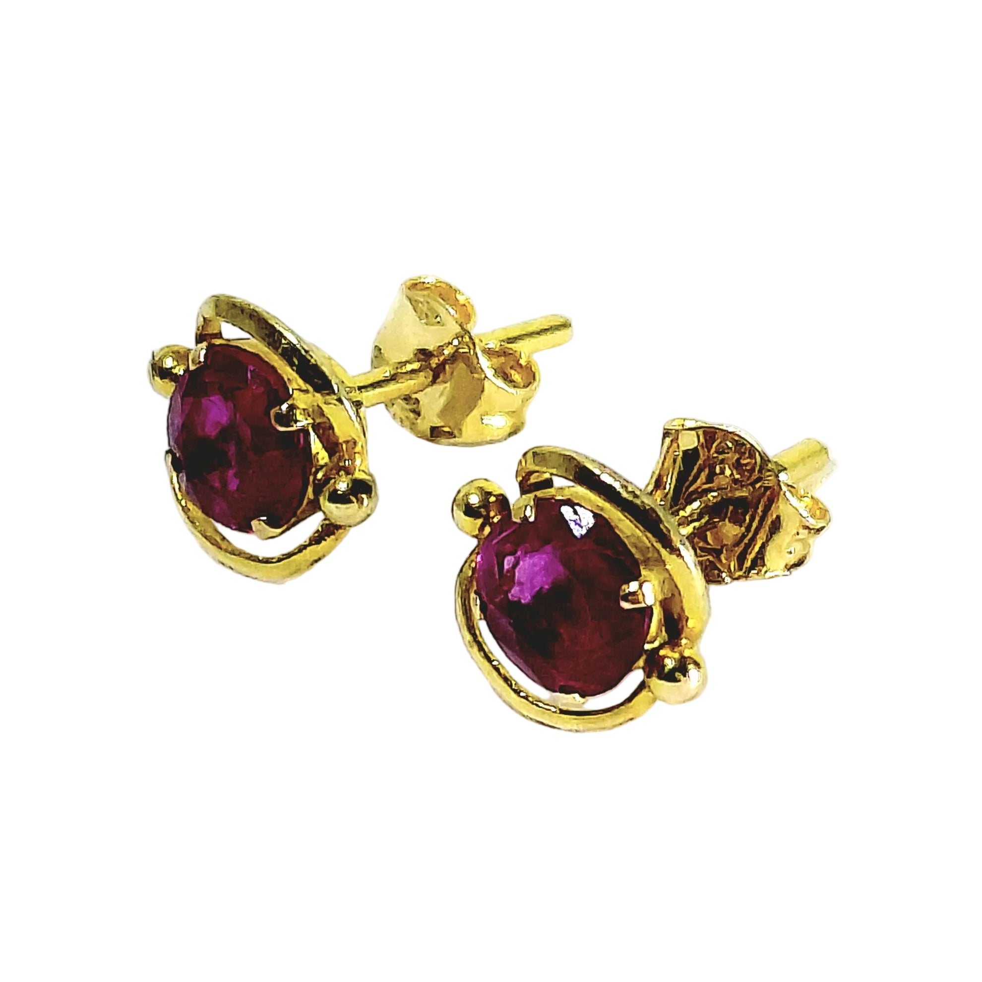 Yellow Gold and Ruby Stud Earrings