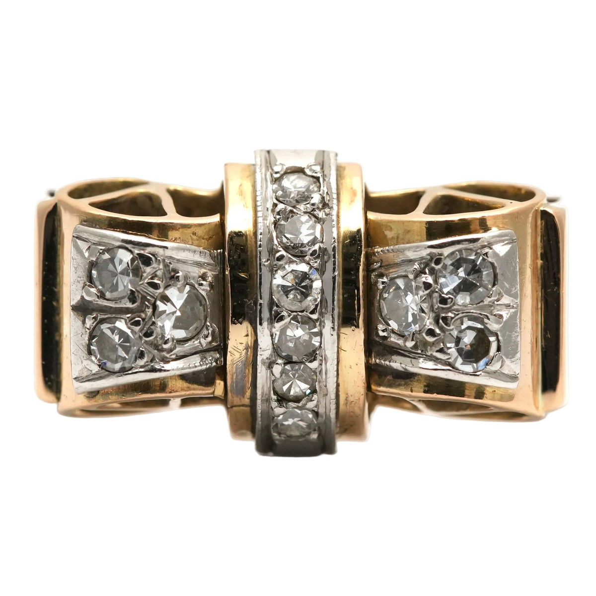 Yellow Gold and Diamond Tank Ring