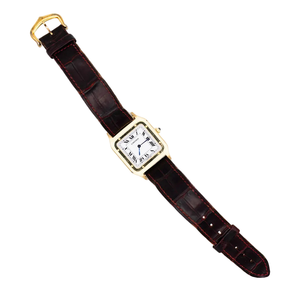 Montre CARTIER Santos-Dumont en or jaune et cuir