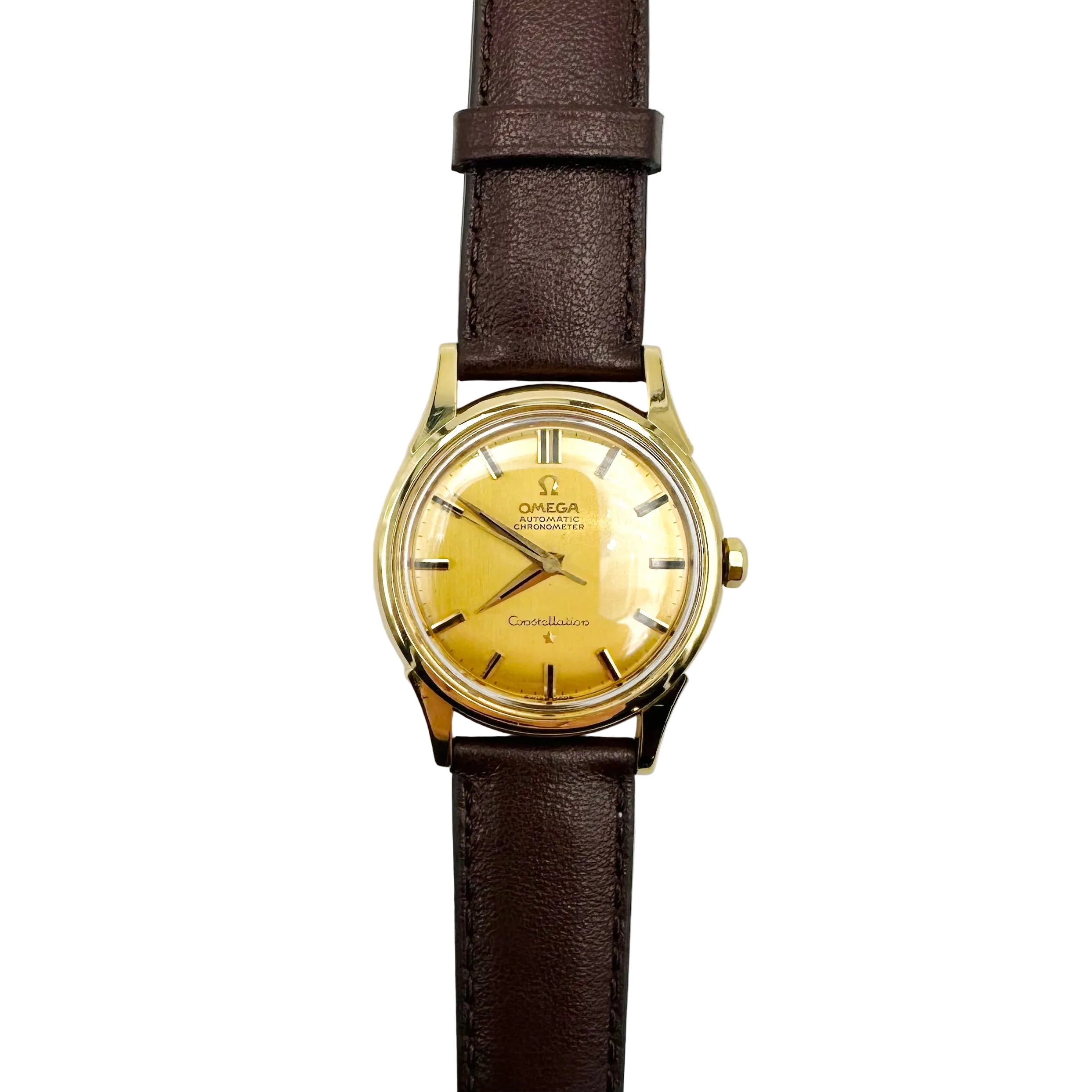 OMEGA "Constellation" Watch in Yellow gold and leather