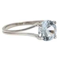 White Gold and Aquamarine Solitaire Ring