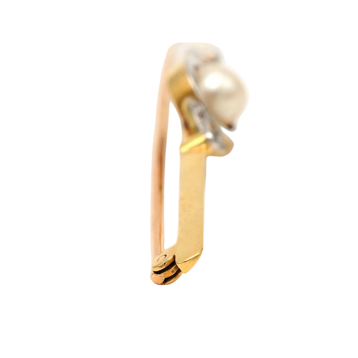 Yellow Gold Brooch with Pearl and Diamonds
