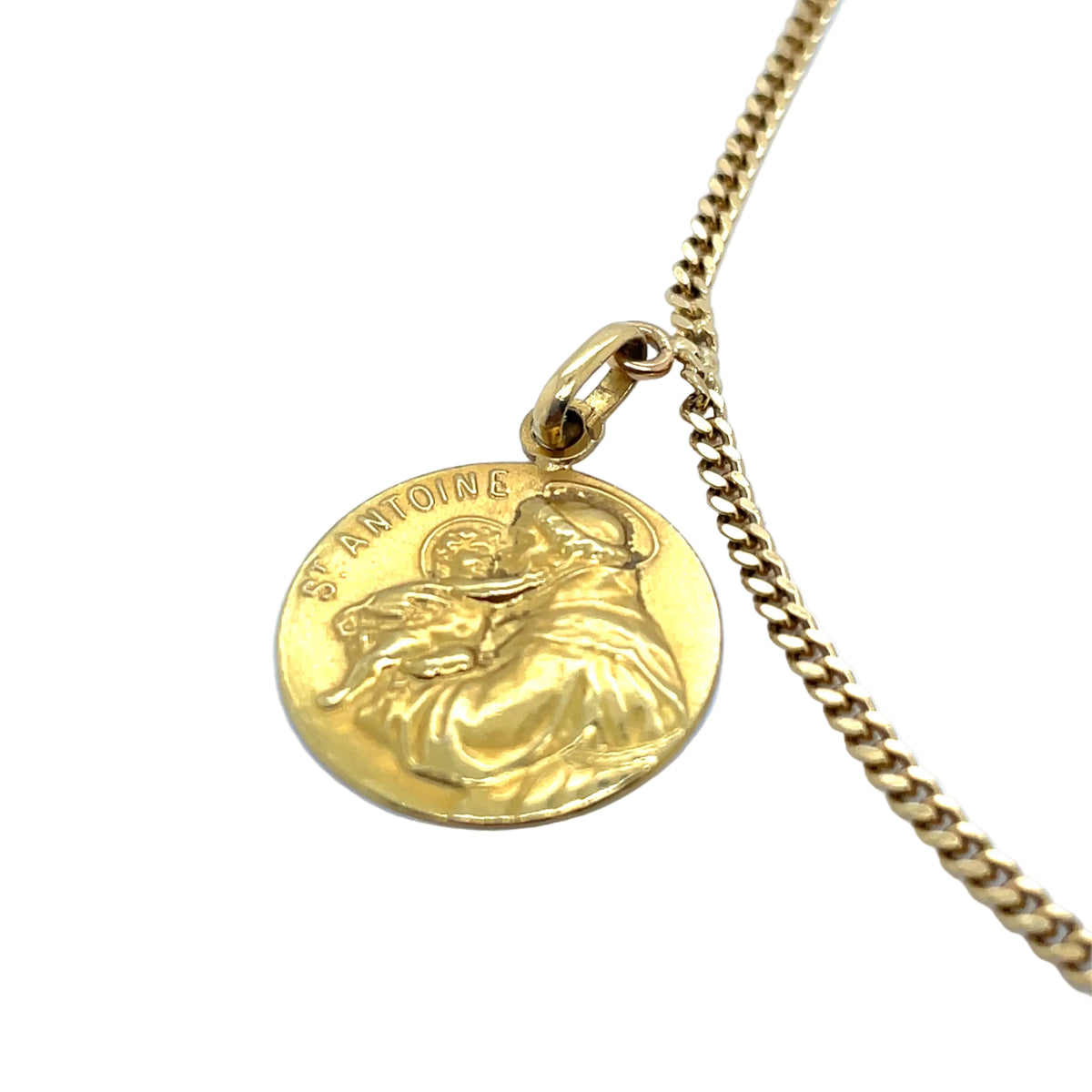 Yellow gold Necklace with 3 Religious Medals