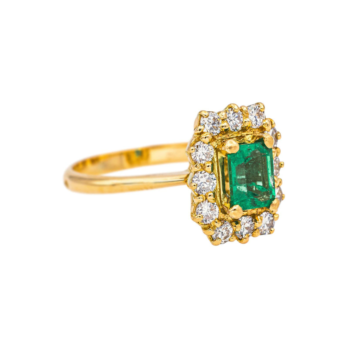 Pompadour Ring Yellow gold Emerald