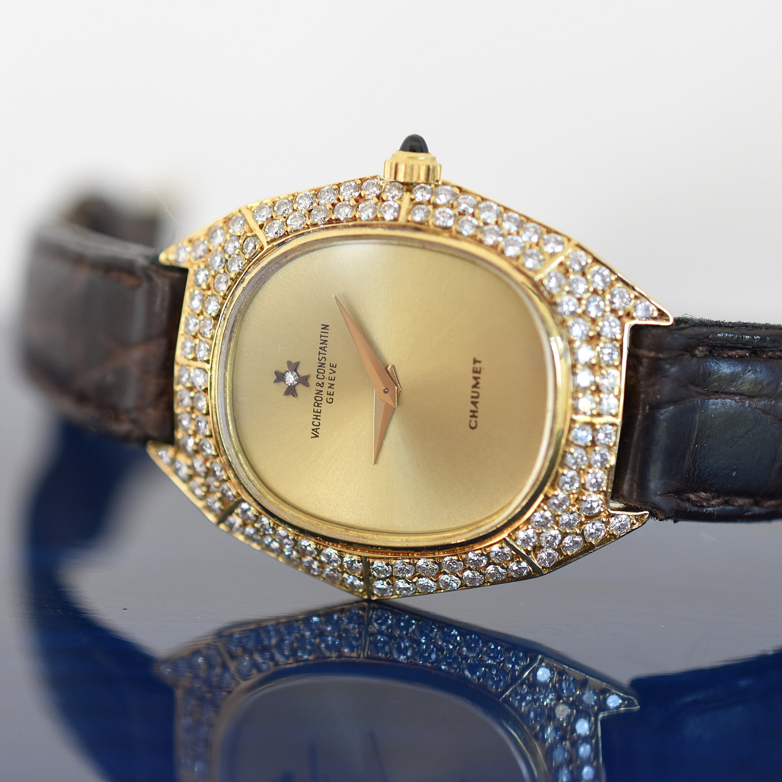 VACHERON CONSTANTIN Watch for CHAUMET in yellow gold, leather, and Diamonds