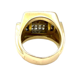 Tank Ring in yellow gold, Platinum, and Diamonds