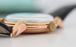 ROLEX "Chronometer" watch in rose gold, steel, and leather