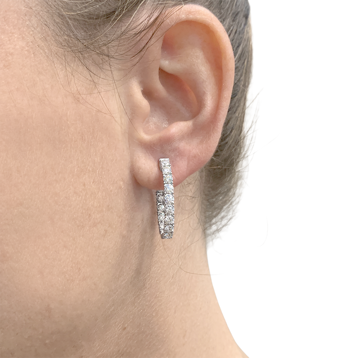 Boucles d'oreilles Créoles en or blanc et diamants