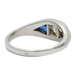 Trilogy Ring in White Gold, Sapphires, and Diamonds