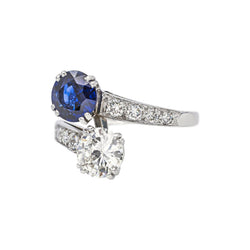 Bague Toi & Moi Platine Saphir