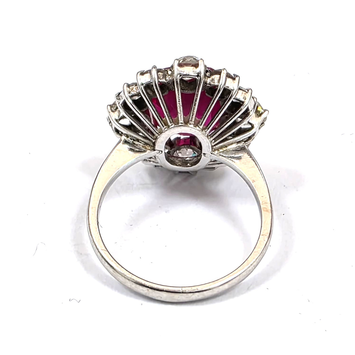 Marguerite Ring in White Gold, Rubies, and Diamonds