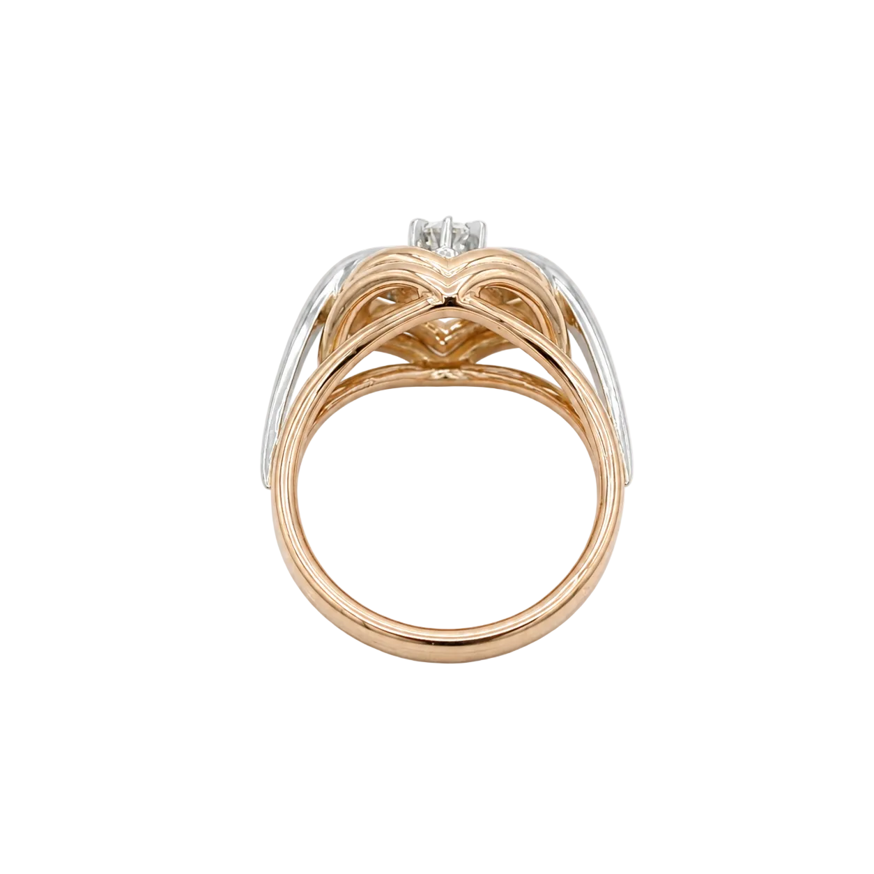 Ring in white gold, rose gold, and diamonds
